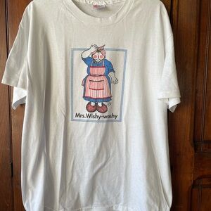 Hanes White Mrs. Wishy-Washy Graphic Tee with Red & Blue Accents
